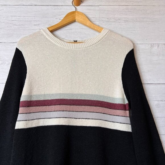 Free People Sweater Dress Womens Size Medium Black Colorblock Swit Linen Blend - Picture 9 of 16